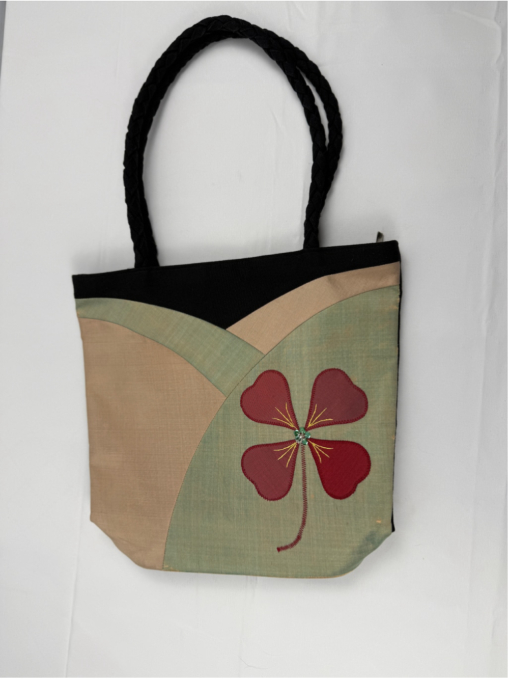 Concubine Shoulder Tote Bag Black Green Floral